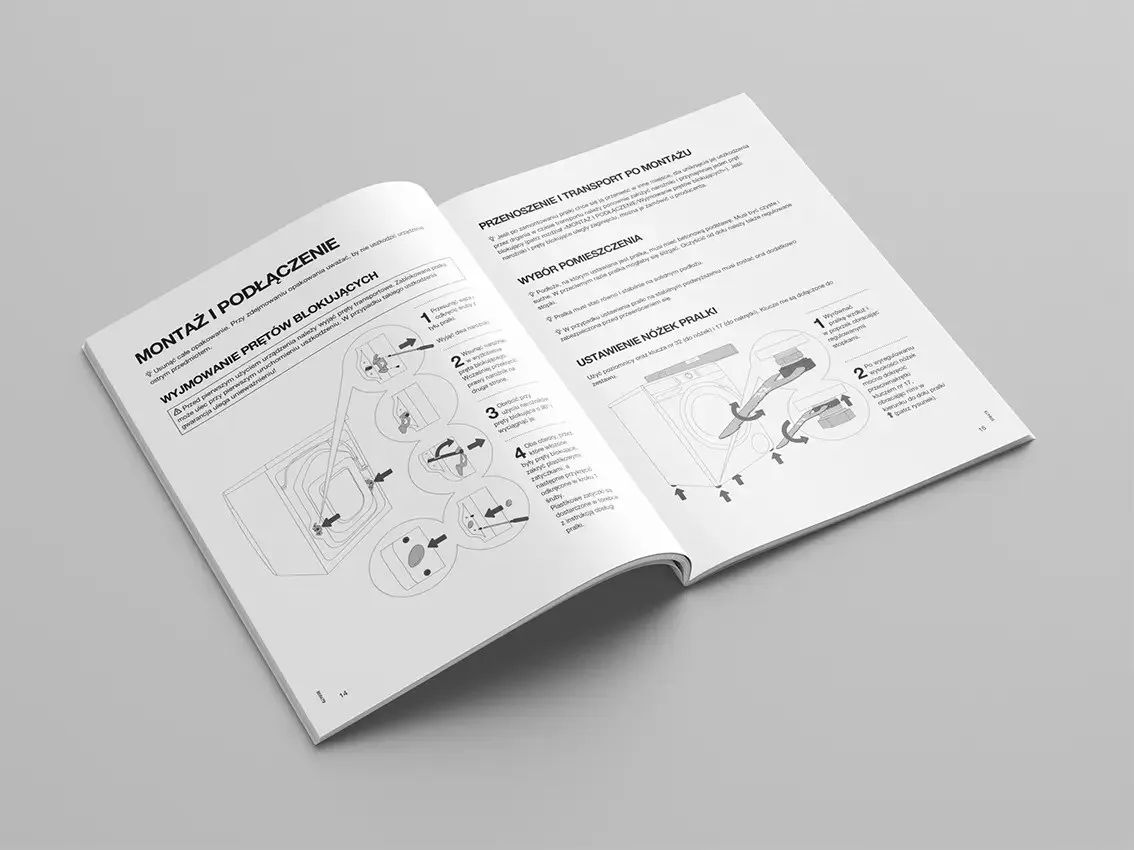 An open instruction manual with numbered step-by-step diagrams